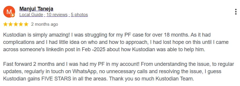 Google review by Manjul Taneja