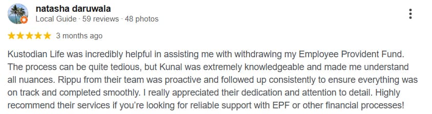 Google review by Natasha Daruwala